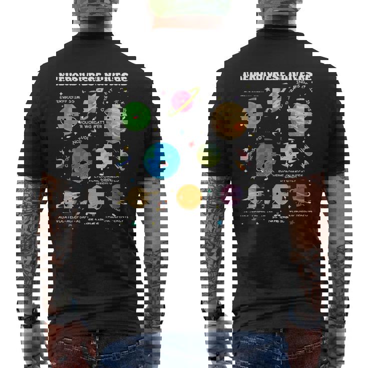 Neurodiverse Universe Planet Autism Awareness Support Squad Men's T-shirt Back Print