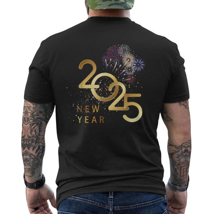 New Year's Eve Party Supplies 2025 Happy New Year Fireworks T-Shirt mit Rückendruck