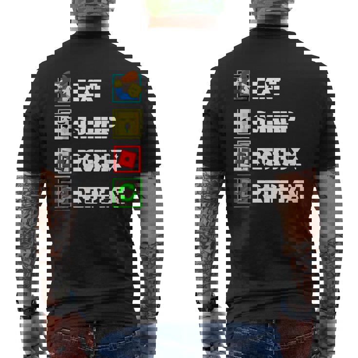 Noob And Professional Gamer Eat Sleep Robux Repeat Men's T-shirt Back Print