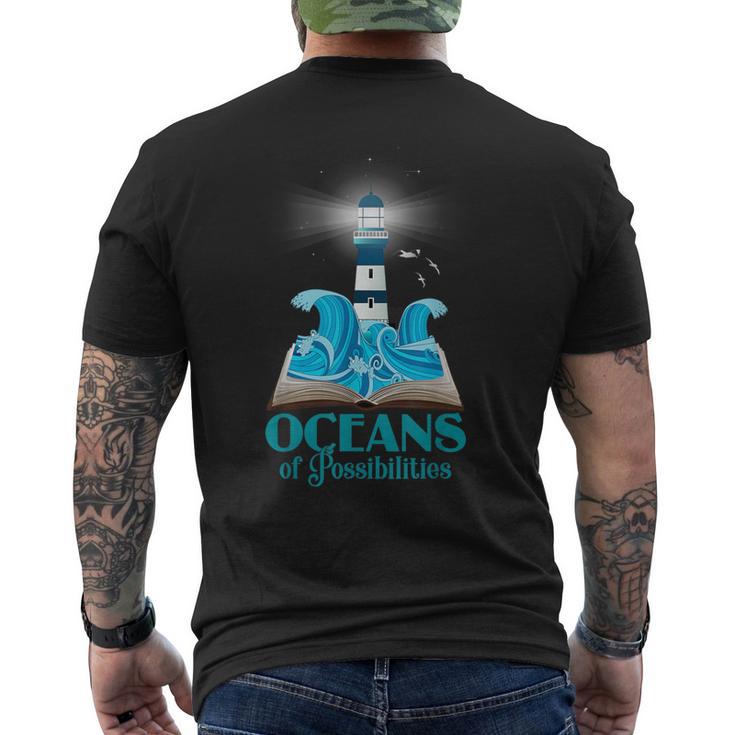 Oceans Of Possibilities Summer Reading 2022 Lighthouse Men's Back Print T-Shirt
