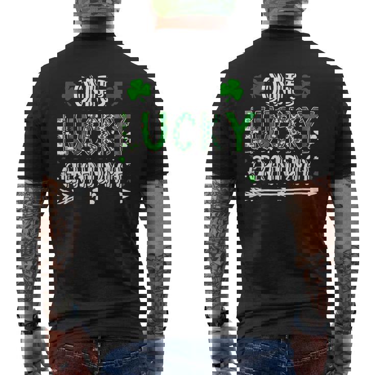 One Lucky Grandma St Patricks Day Shamrock Lucky Clover Men's Back Print T-Shirt