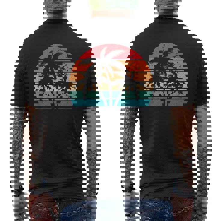 Palmera Tropical Hawaiana Retro Atardecer Hawaii Beach Camiseta Hombre Estampado Espalda