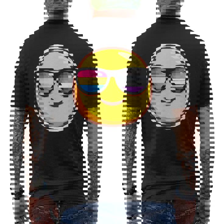 Panromantic Asexual Pride T Shirt Sunglasses Emoticon Men's Back Print T-Shirt