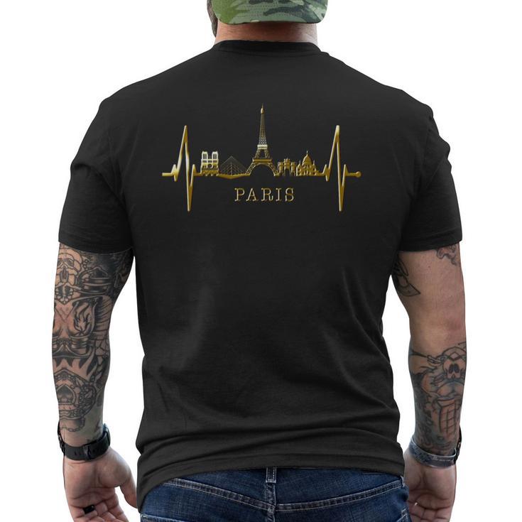 Paris Skyline Heartbeat I Love Eiffel Tower Love France T-Shirt mit Rückendruck