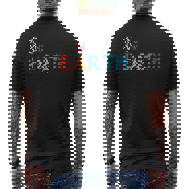 Peace On Earth Peace Sign Symbol Hippie World Love Pacifist Men's Back Print T-Shirt