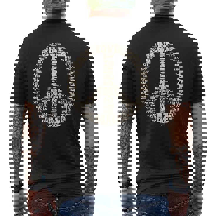 Peace Symbol Love Hippie Costume 60s 70s Peace Sign Men's Back Print T-Shirt