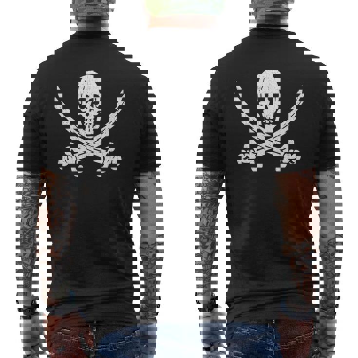 Pirate Sword Skull Bones Halloween Tea Men's Back Print T-Shirt