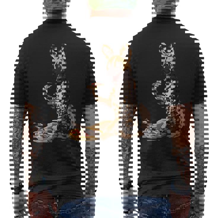 Pizza Lover African Wild Dog Men's Back Print T-Shirt