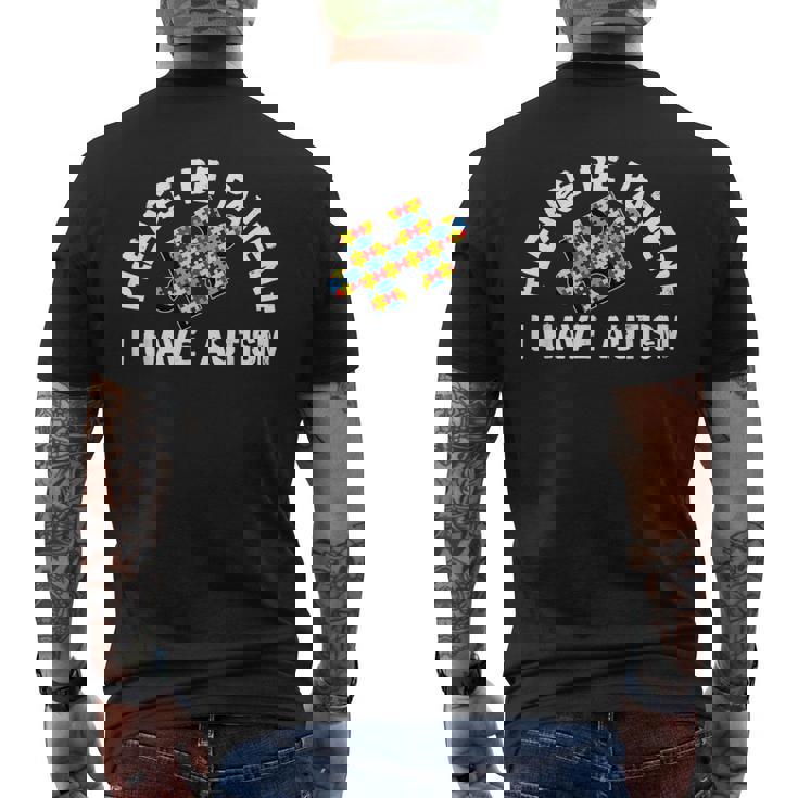 Please Be Patient I Have Autism Puzzle Piece Kid Child Men's Back Print T-Shirt