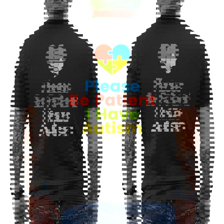Please Be Patient I Have Autism Shirt Autism Puzzle Men's Back Print T-Shirt