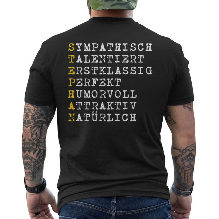 Positive Features Character Name Stephan T-Shirt mit Rückendruck