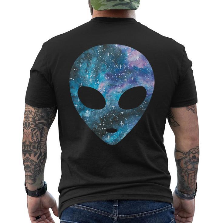 Psychedelic Alien Head Cosmic Galaxy Trippy Outer Space T-Shirt mit Rückendruck