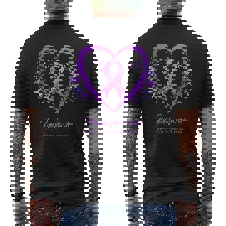 Purple Heart Butterfly Hope For A Cure Alzheimer's Awareness Men's Back Print T-Shirt