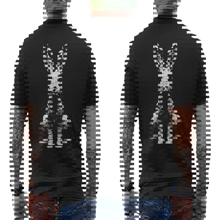 Rabbit Art Polygon Animal Abstract Motif Graphic Hare Men's Back Print T-Shirt