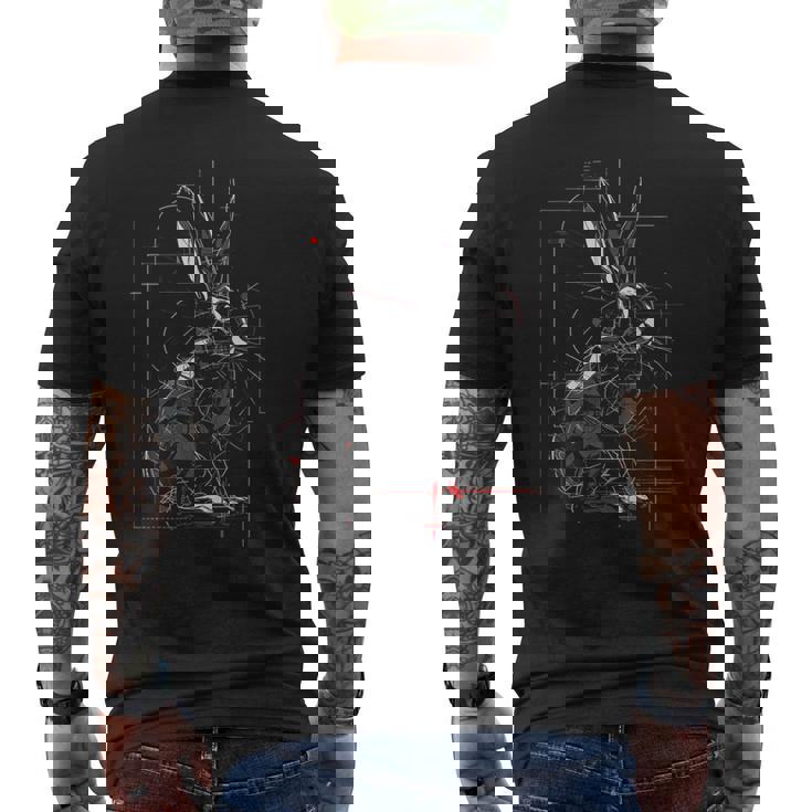 Rabbit Drawing Abstract Animal Art Geometric Graphic Hare Men's Back Print T-Shirt