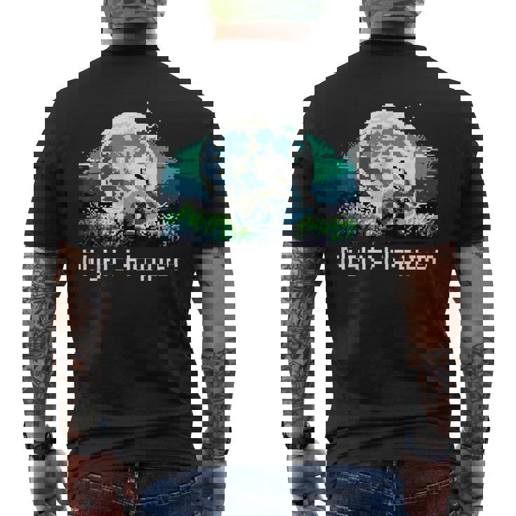 Rabbit Hare Animal Full Moon At Night Bunny 8-Bit Pixel Art Men's Back Print T-Shirt
