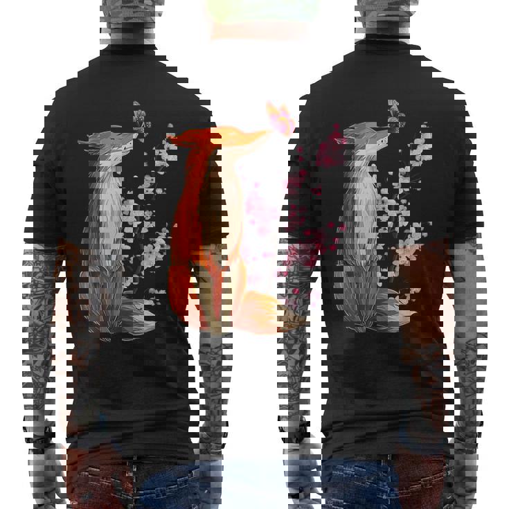 Renard Japonais En Fleurs De Cerisier Kawaii T-shirt imprimé au dos