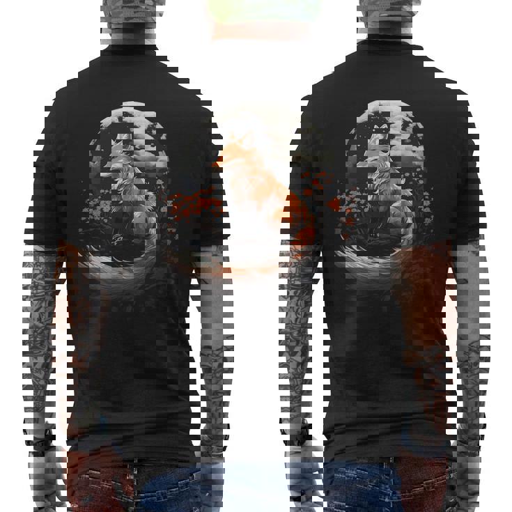 Renard Rouge Clair De Lune Japonais Sakura Fleur De Cerisier T-shirt imprimé au dos