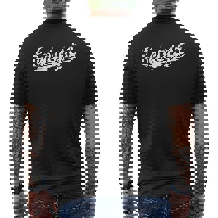 Retro Swoosh Job Title Geologist Camiseta Hombre Estampado Espalda