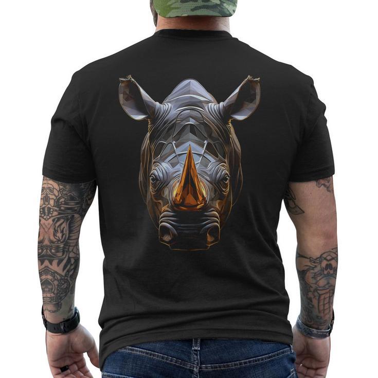 Rhino Polígono Arte Animal Ilustración Gráfico Rinoceronte Camiseta Hombre Estampado Espalda