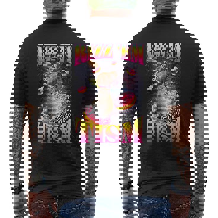 Rizz 'Em With The Tism Donut Capybara Men's Back Print T-Shirt - Monsterry