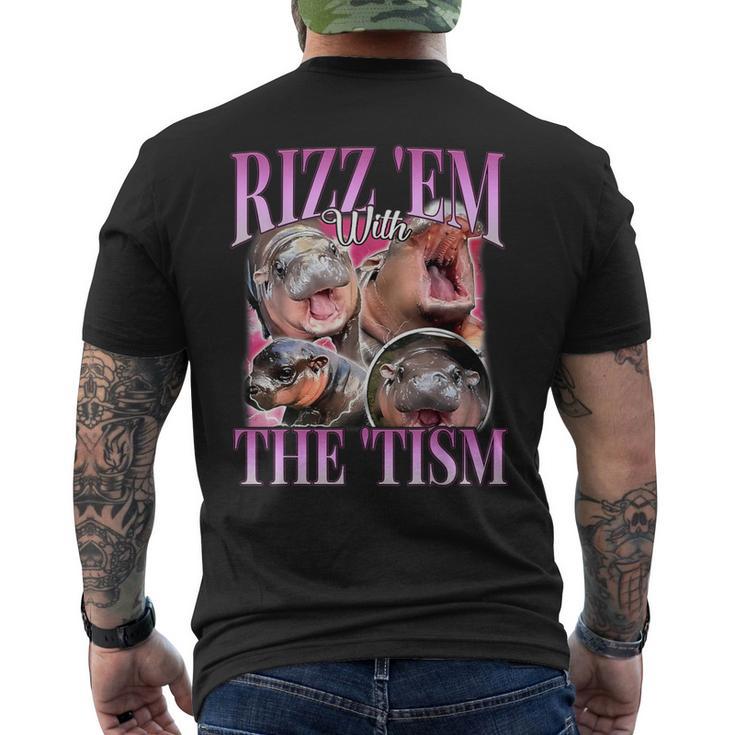 Rizz Em With The Tism Meme Moo Deng Men's T-shirt Back Print