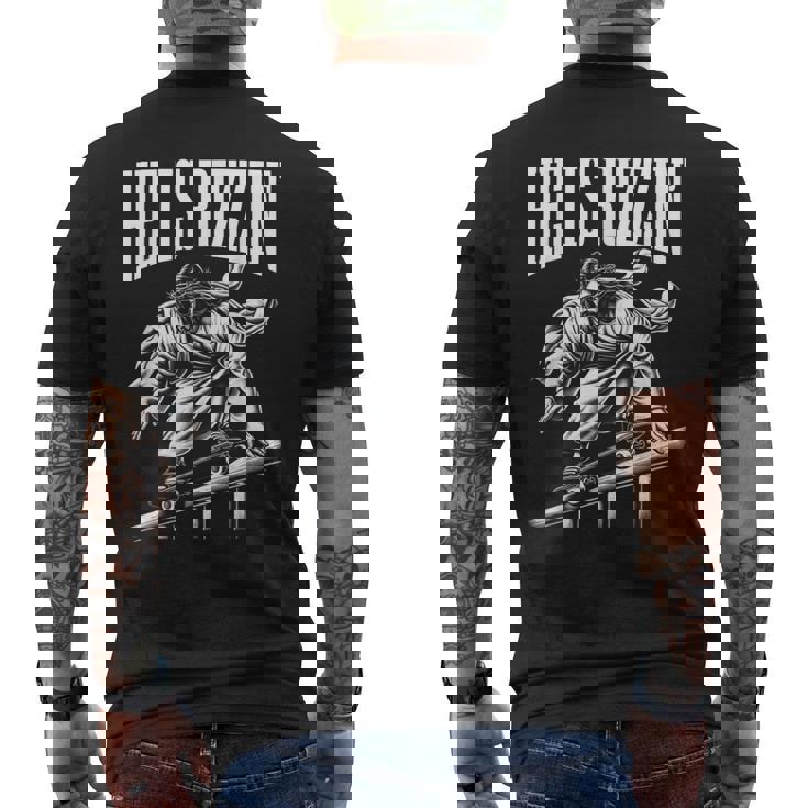 He Is Rizzin Jesus Skateboard Meme Men's Back Print T-Shirt - Monsterry