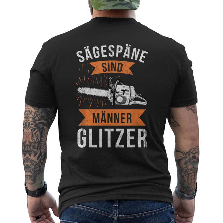 Sägespäne Sind Männerglitzer Lumberjack Forestry T-Shirt mit Rückendruck