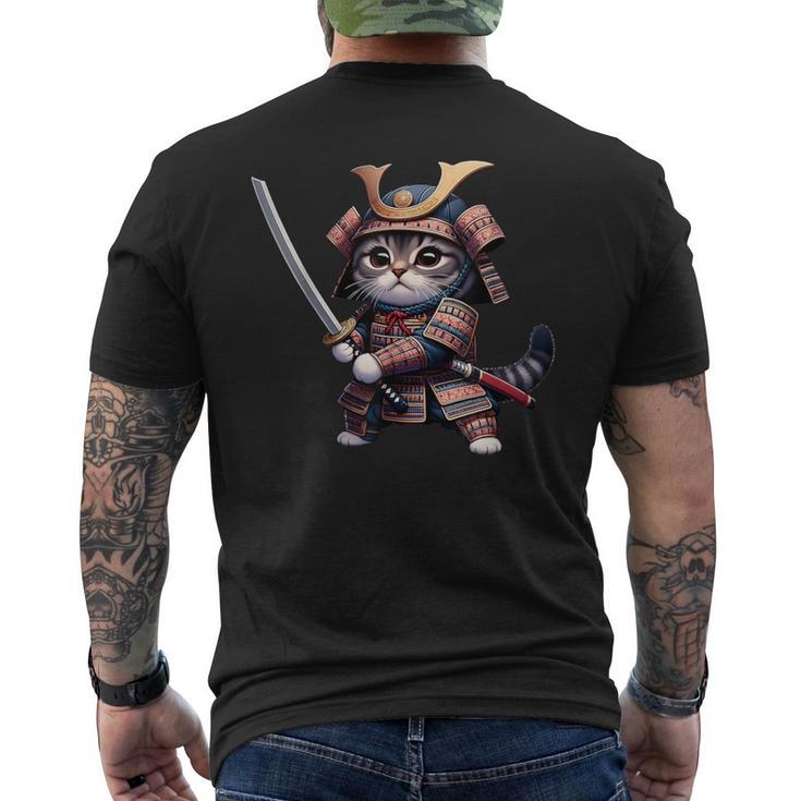 Samurai Cat Japanese Samurai Ninja Cat Camiseta Hombre Estampado Espalda