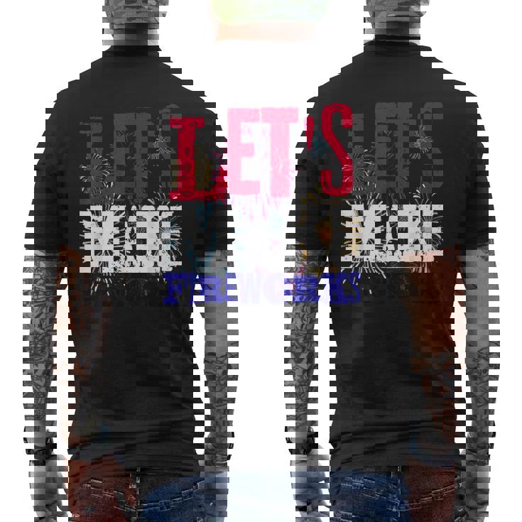 Sexy 4th Of July Shirt USA America Lets Make Fireworks Love Men's Back Print T-Shirt