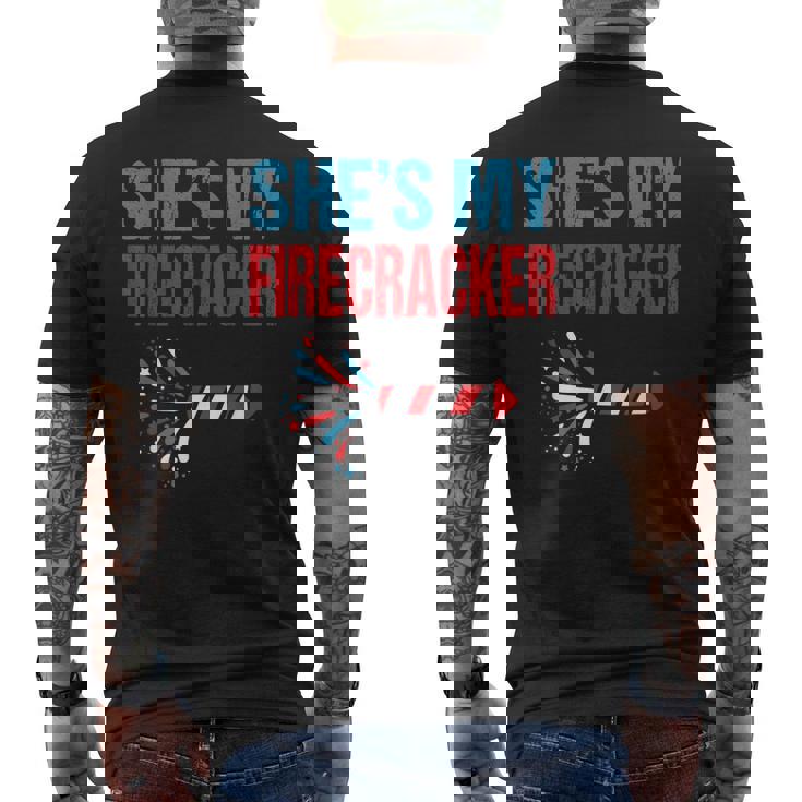She's My Firecracker 4th Of July Fireworks Matching Couples Men's Back Print T-Shirt