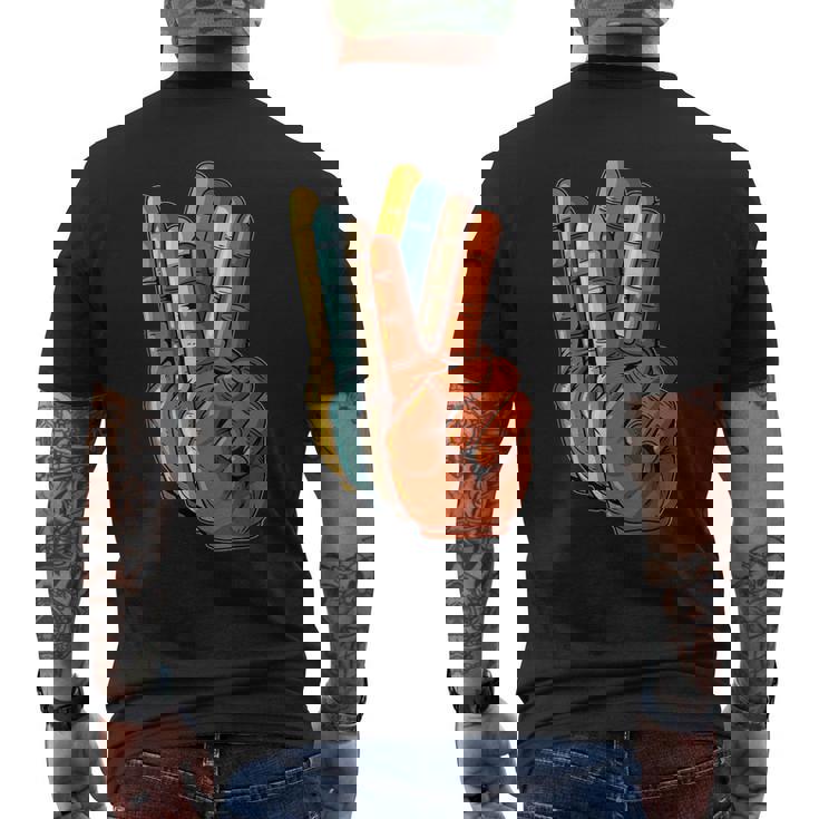Signo De La Paz Amor Mano Dedo Signo De La Paz Retro Camiseta Hombre Estampado Espalda