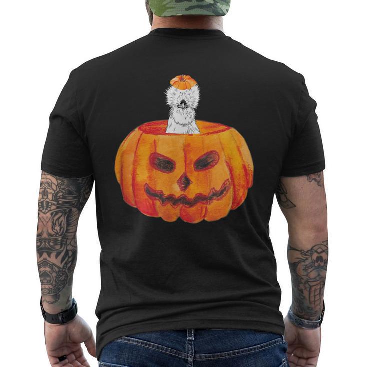 Silkie Chicken Happy Halloween Pumpkin Farm Animal Lover Men's Back Print T-Shirt