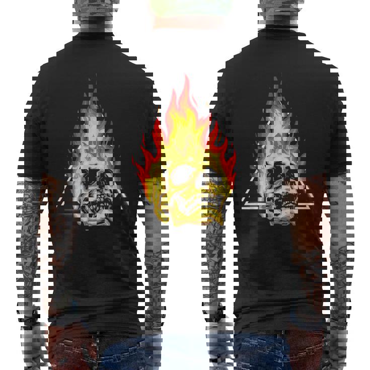 Skull Pyro Burning Skeleton Fire Fireworks Pyrotechnician Men's Back Print T-Shirt