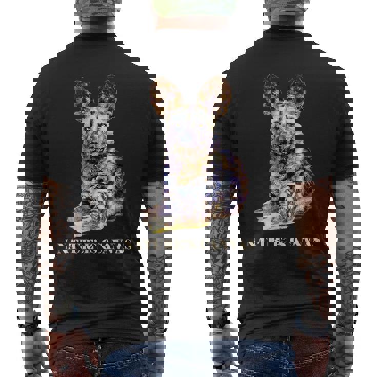 SM's Wild For Africa Apparel Painted Dog Arty African Wild Dog Painting Men's Back Print T-Shirt