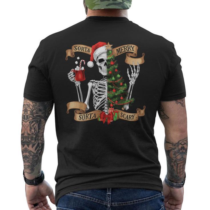 Sorta Merry Sorta Scary Christmas Skeleton Tree Men Men's Back Print T-Shirt