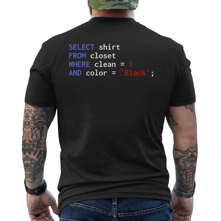 Sql Database Computer Programming Select From Closet T-Shirt mit Rückendruck