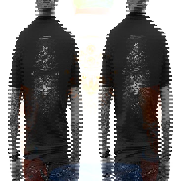 Steampunk Cat Steampunk Art Men's Back Print T-Shirt