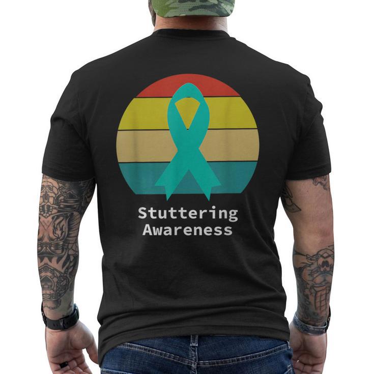 Stutter Ribbon Stuttering Awareness Teal Ribbon Vintage Stutter Support Men's Back ...
