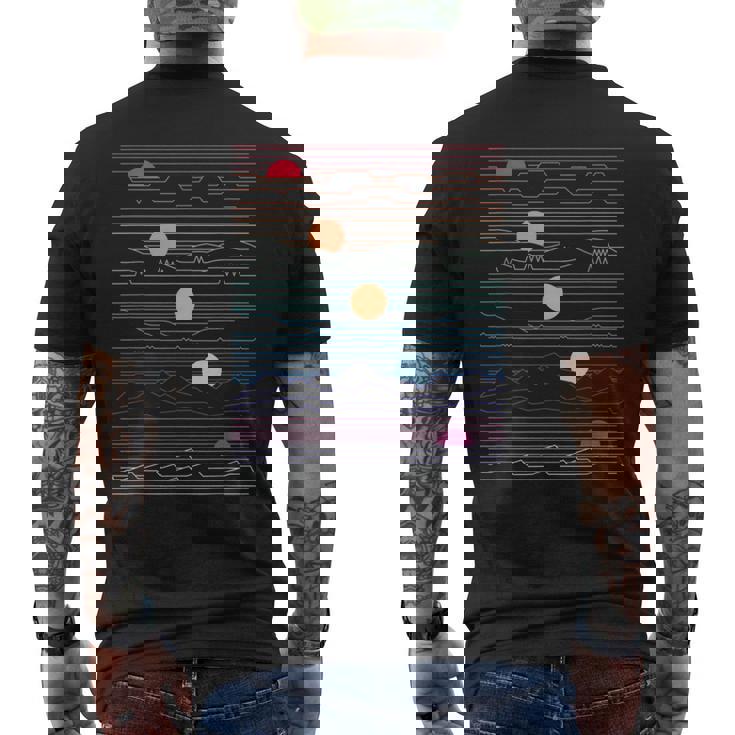 Sunsets Arte De Línea Estilo Retro SintetizadorNew Wave Regalo Camiseta Hombre Estampado Espalda