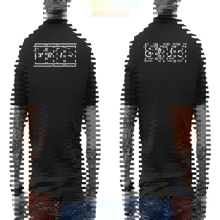 Tabla Periódica Genio Científico Regalo Nerd Camiseta Hombre Estampado Espalda