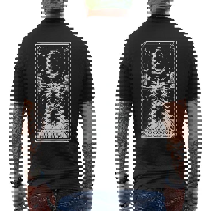 Tarot Card Vintage Crescent Moon Silkie Chicken Farm Animal Tank Top Men's Back Print T-Shirt