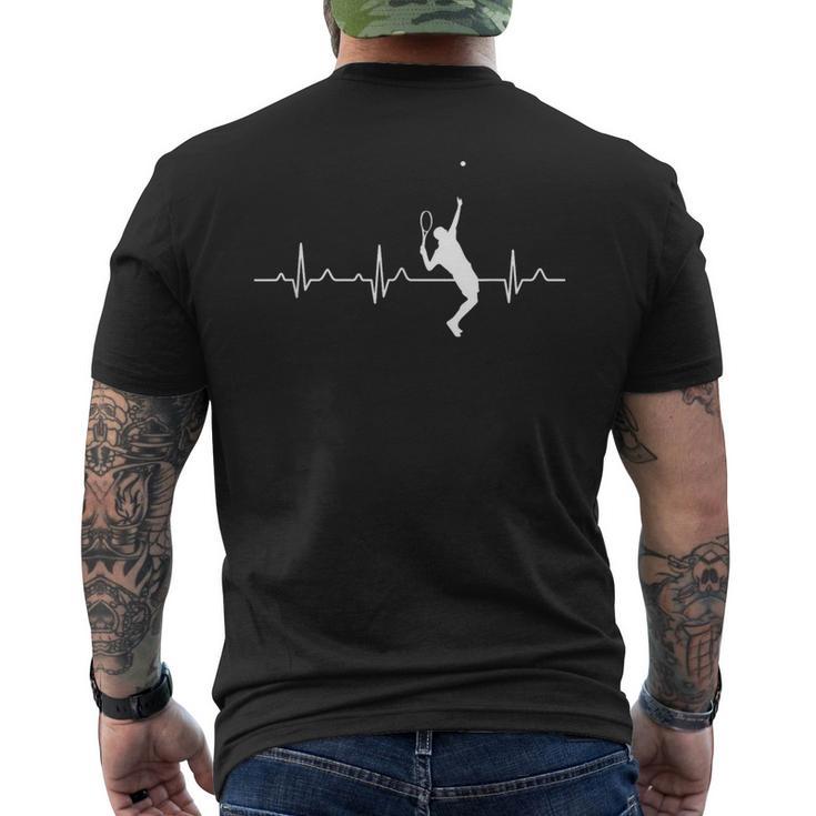 Tennis Player Tennis Racket Tennis Heartbeat T-Shirt mit Rückendruck