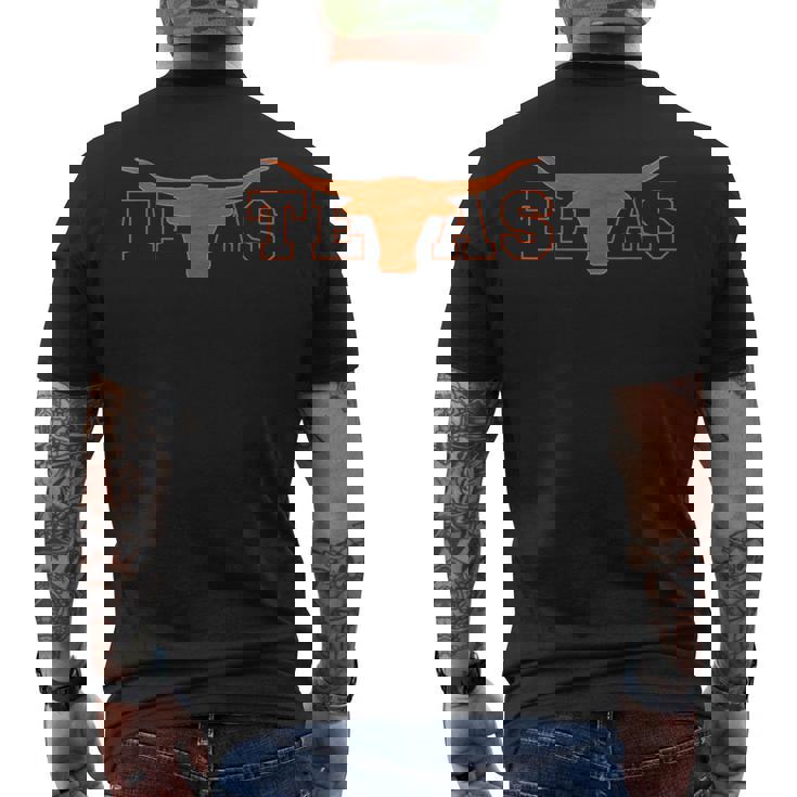 Texas State Orange Graphic Proud Texans Distressed Men's T-shirt Back Print