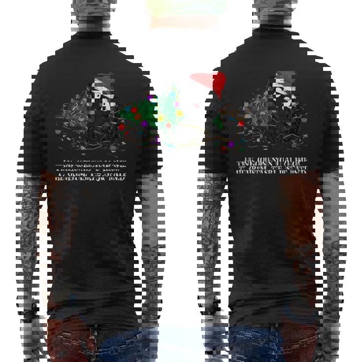 Thank Goodness You Are Home The Christmas Tree Just Fainted Men's Back Print T-Shirt