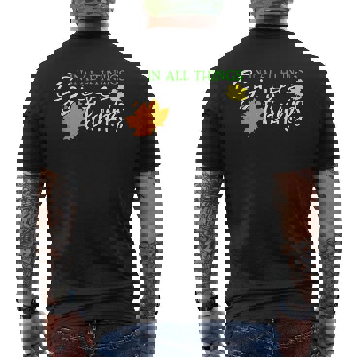 In All Things Give Thanks Fall Thanksgiving Cute Thankful Men's Back Print T-Shirt