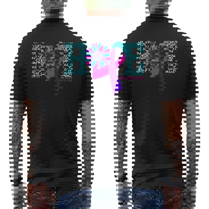 Thyroid Cancer Hope Ribbon Leopard Thyroid Awareness Men's T-shirt Back Print