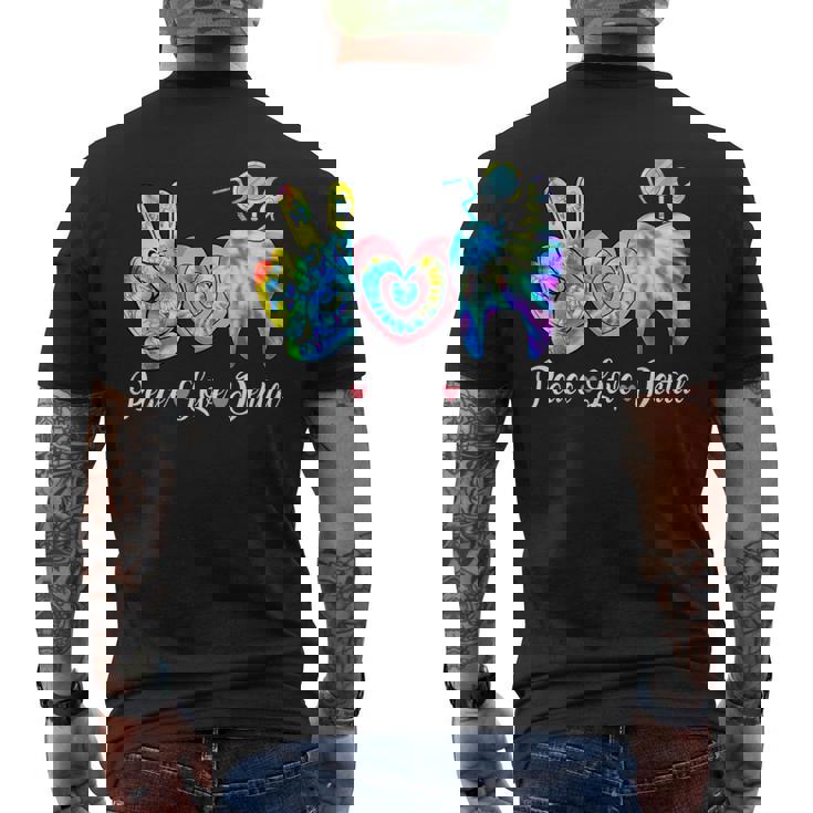 Tie Dye Heart Th Cute Dentist Peace Love Dental Men's T-shirt Back Print