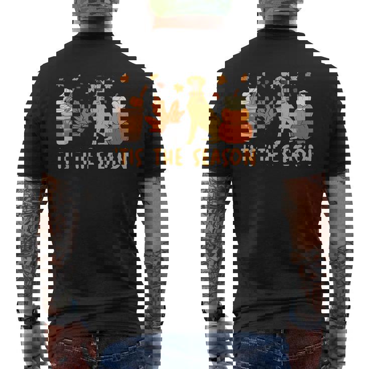 Tis The Season Great Dane Dog Fall Autumn Pumpkin Coffee Men's Back Print T-Shirt