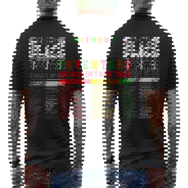 History Of Forgotten Black Inventors Black History Month Men's T-shirt Back Print
